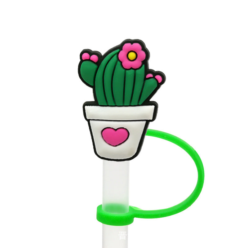 Wholesale 10pcs/pack Cute straw cap straw cover silicone dust plug party straw decoration